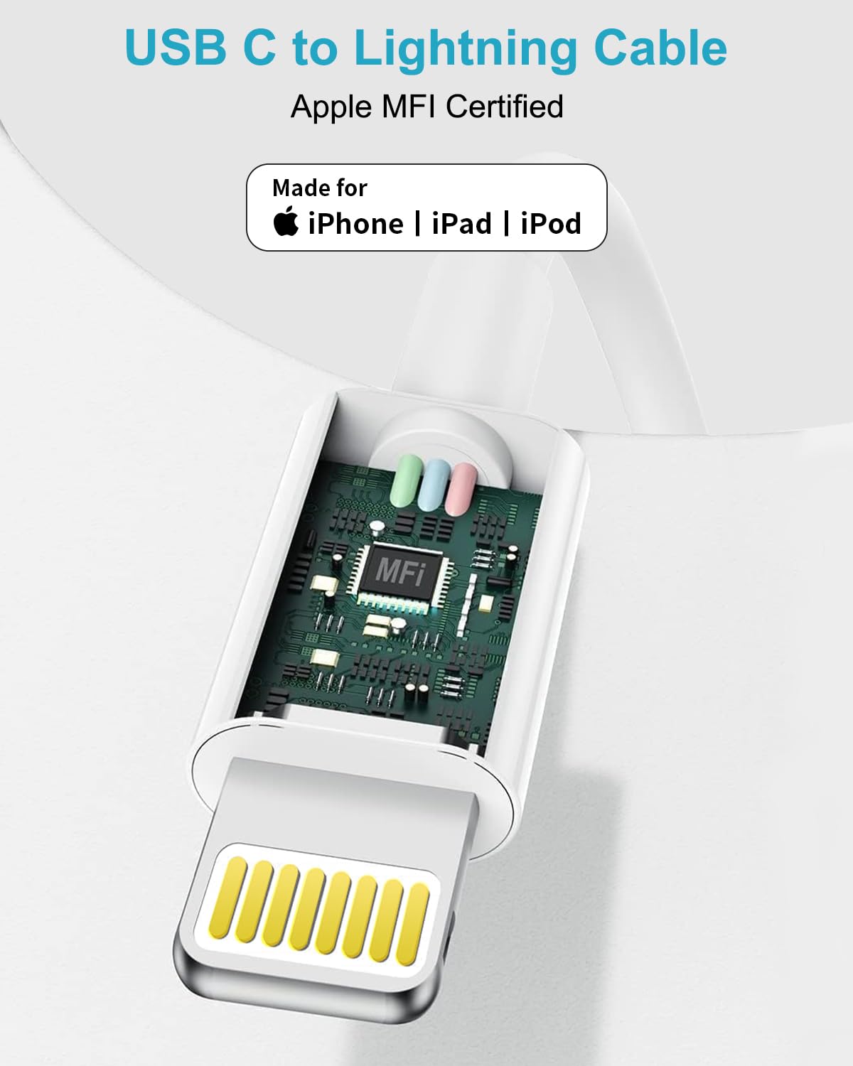 Cable iPhone USB C Lightning para Apple iPhone 14 Pro Max/13/12 Mini/11/XS/XR/8Plus/SE/iPad