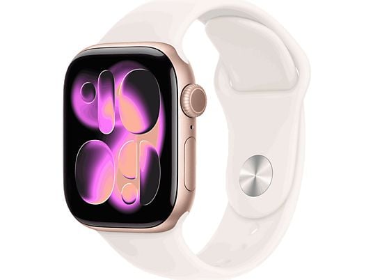 Apple Watch Series 11 (2025), GPS, 42 mm, Caja de aluminio Oro rosa, Correa deportiva Rosa rubor, S/M, Calidad del sueño, 24h Autonomía